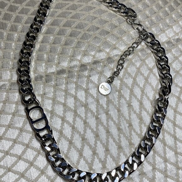 Authentic Christian Dior Vintage Chain Necklace CD Logo Heavy Statement 17” - Picture 10 of 12